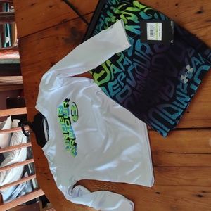 Nwt under armour sz 4 2 pc swim set boys trunk rash guard top